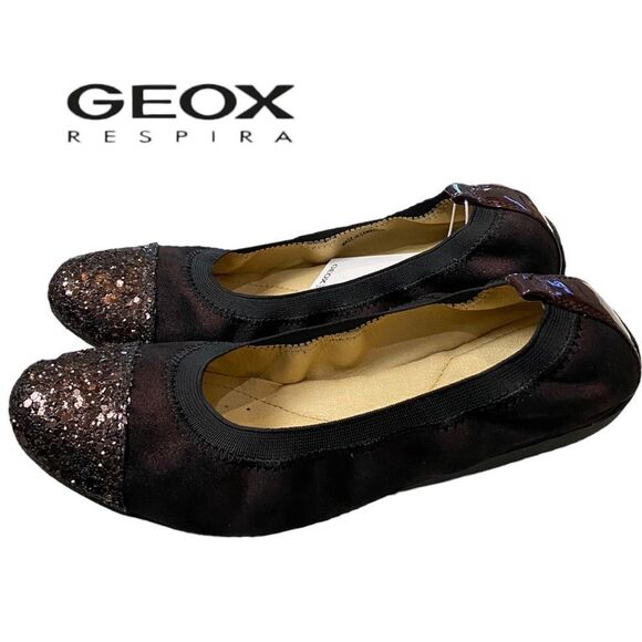 GEOX RESPIRA Piuma Burgundy Leather Ballet Flats NEW 38 8 - Picture 1 of 6